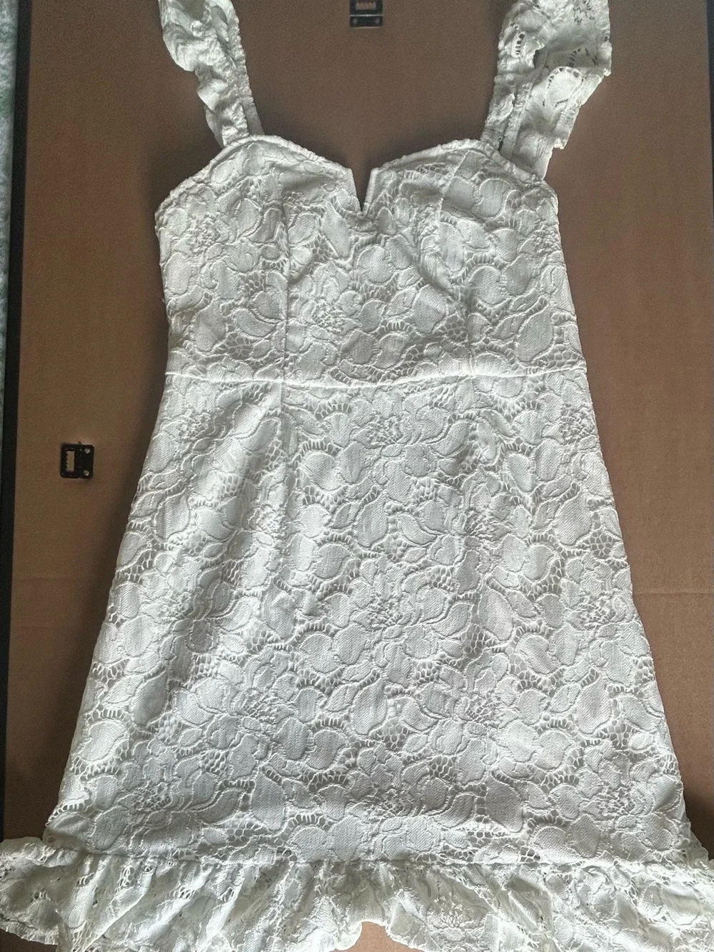 White Lace Sundress with Ruffle Hem